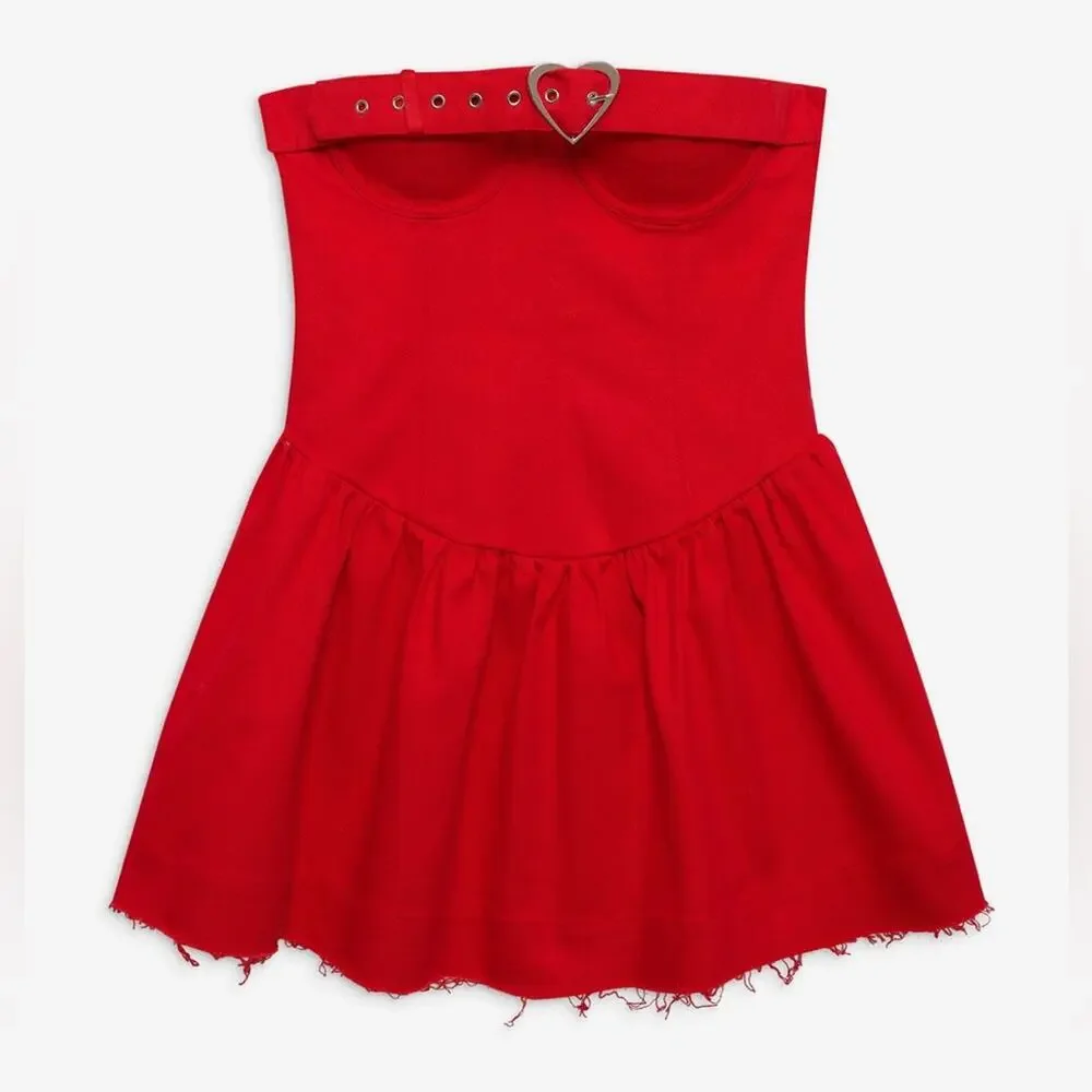 For Love And Lemons Lipstick Denim Mini Dress